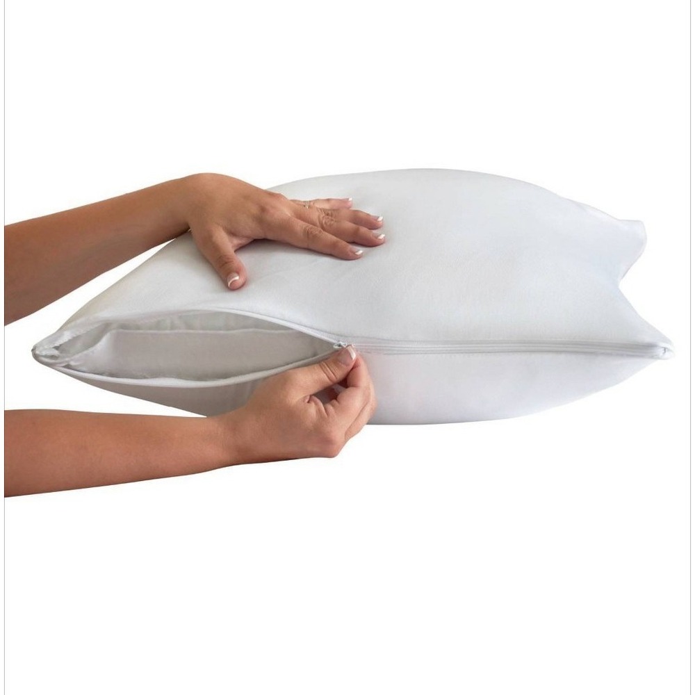 Allerease Maximum Protection White King Size Zippered Pillow Protector 20" x 36" - Picture 3 of 4